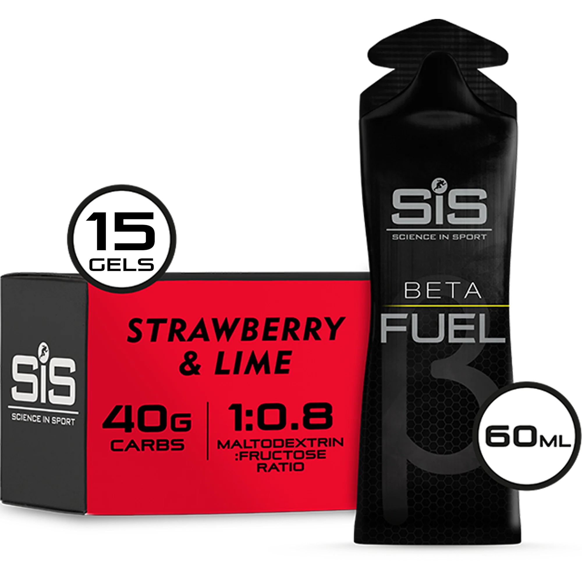 SiS Beta Fuel Gel Fraise & Citron vert emballage 15 pièces