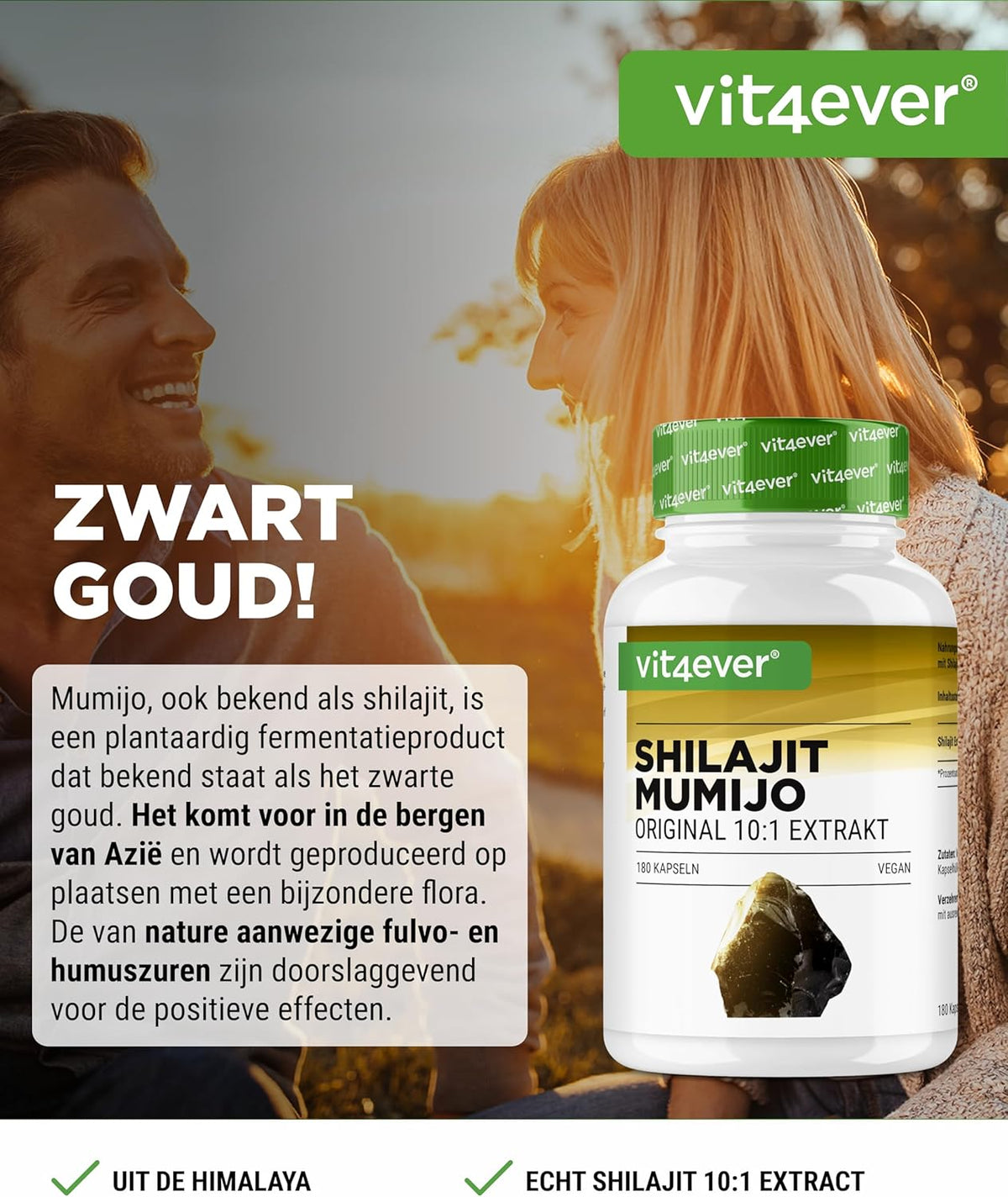 Vit4ever Extrait de Shilajit Mumijo 1500 mg - complément à base de plantes sans additifs inutiles