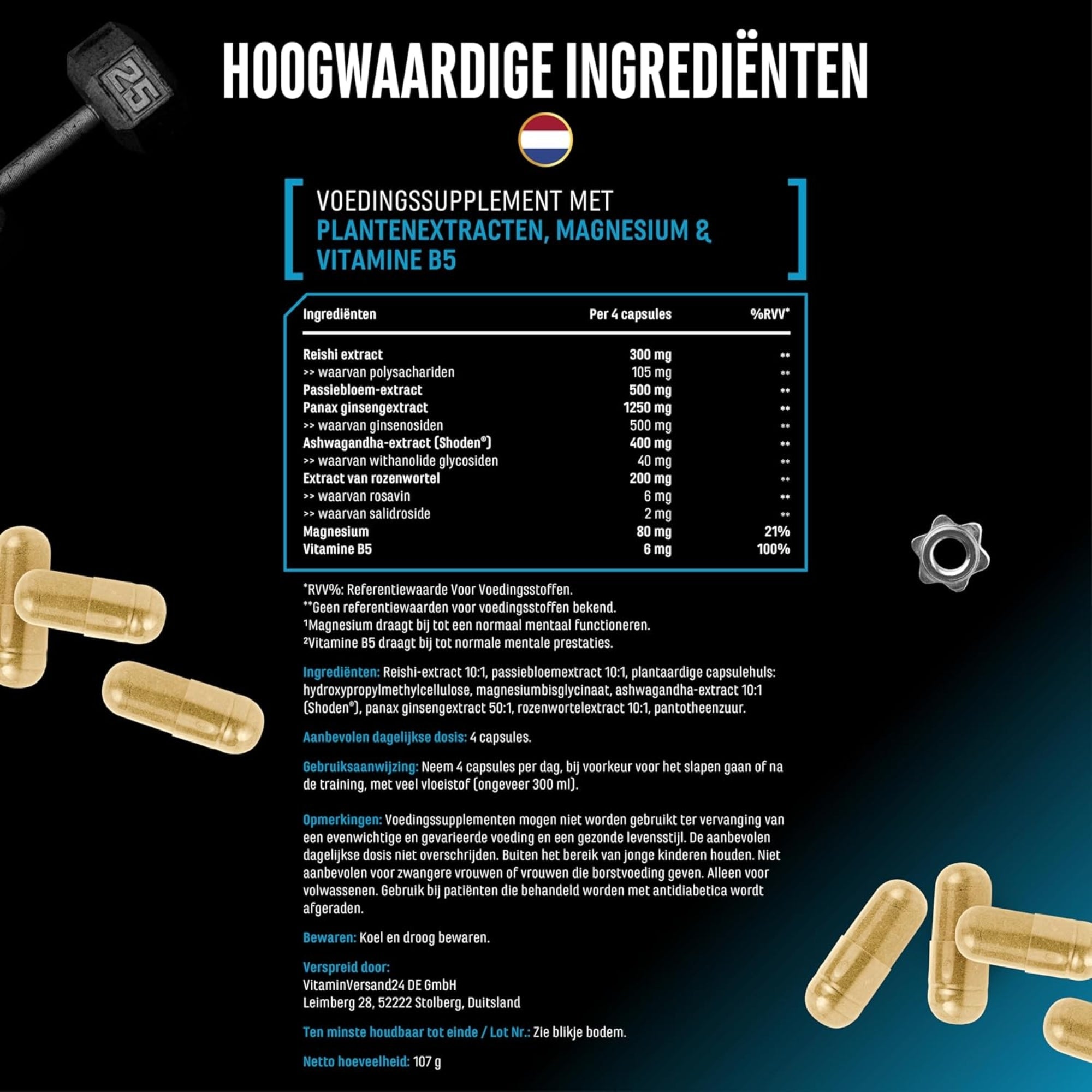 Adaptogen Complex (Ashwagandha, Rhodiola, Reishi & Ginseng) | 120 Capsules | German Elite Nutrition