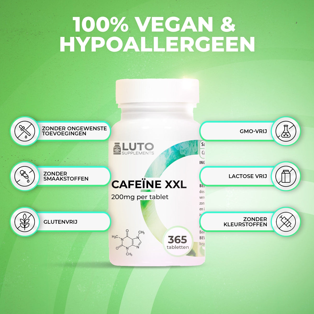LUTO Caféine XXL 100% vegan et hypoallergénique - sans gluten, sans OGM, sans colorants