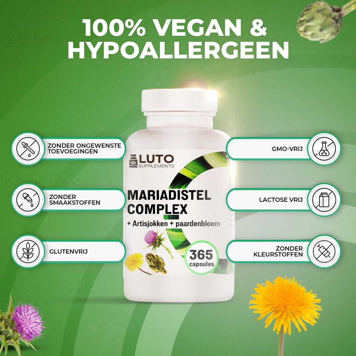 LUTO Chardon-Marie Complexe 100% vegan et hypoallergénique - avec artichaut et pissenlit