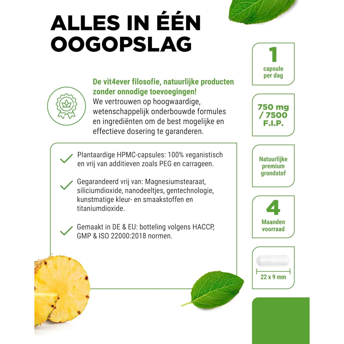 Vit4ever Bromélaïne 7.500 FIP - complément alimentaire sans ajouts inutiles