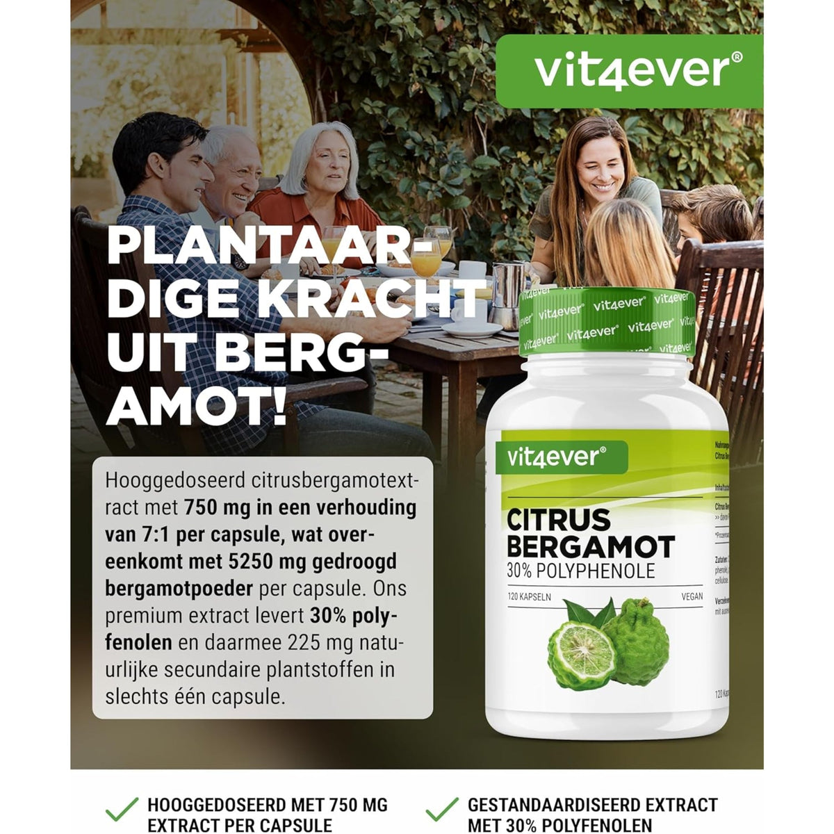 Vit4ever Extrait de Citrus Bergamot - complément à base de plantes sans ajouts inutiles