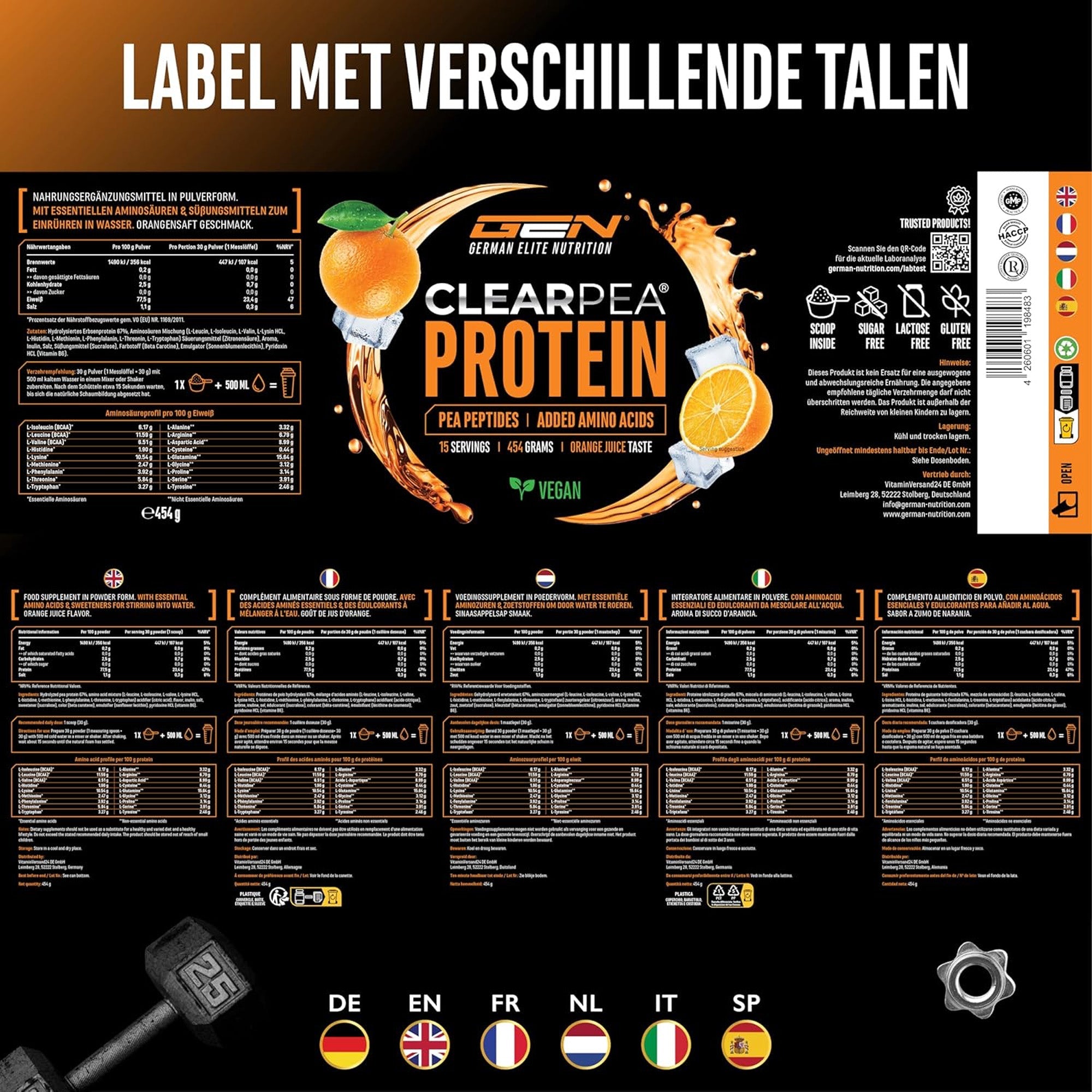 ClearPea Protéine Végane Claire de German Elite Nutrition