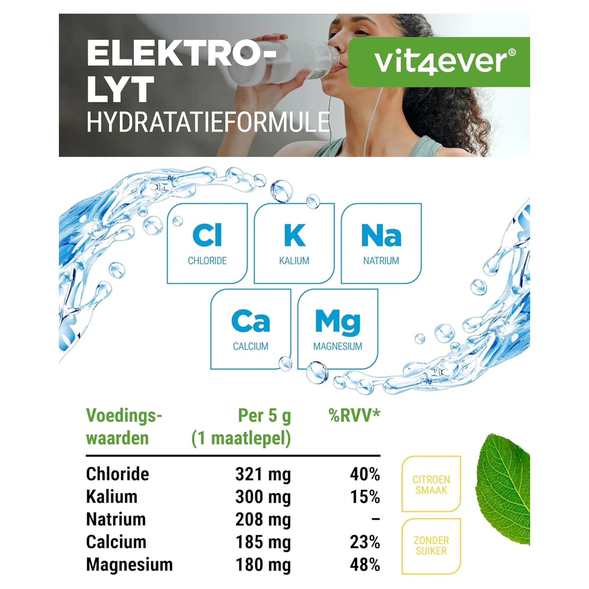 Poudre d'hydratation aux électrolytes valeur nutritionnelle vit4ever
