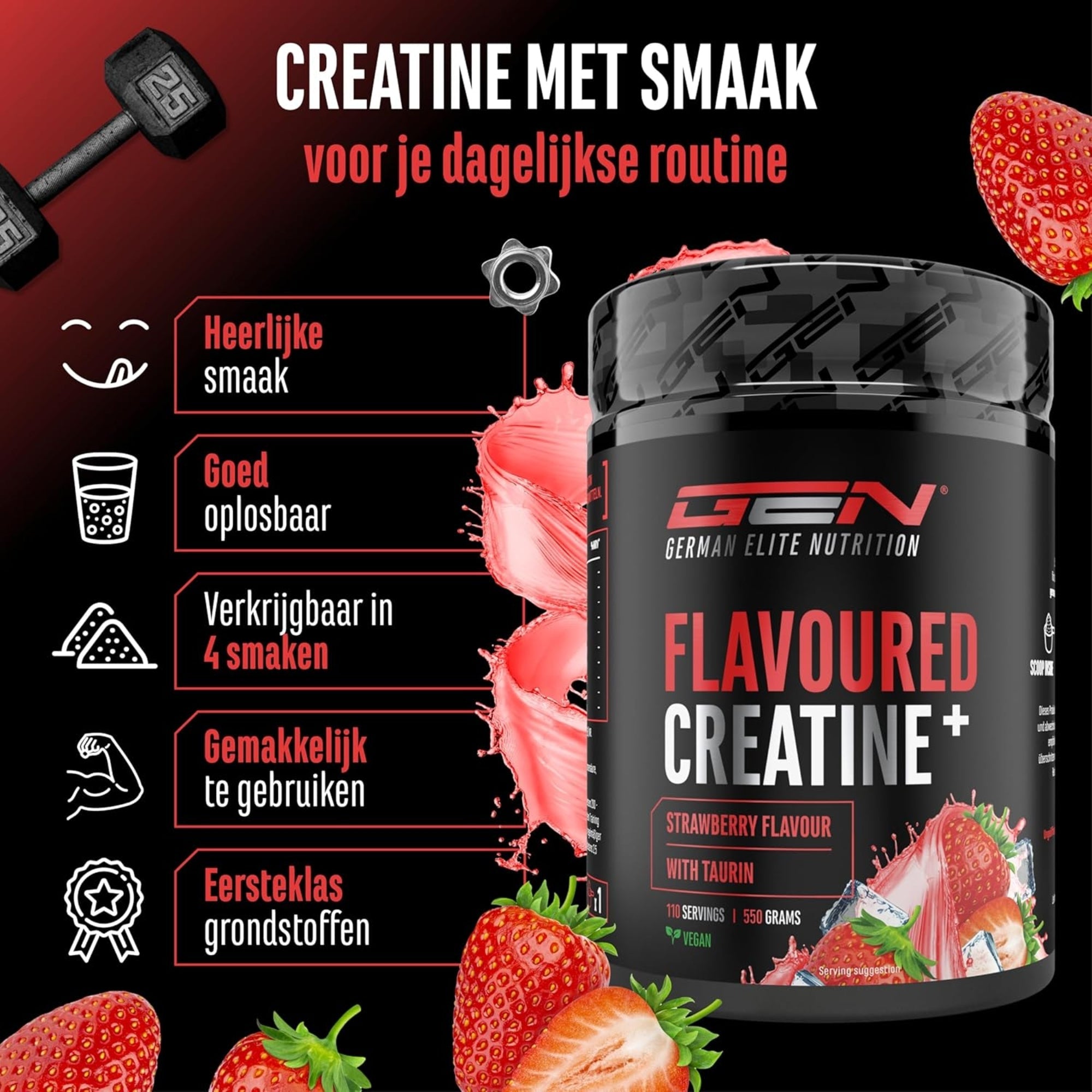 Créatine Aromatisée+ (Créatine Monohydrate & Taurine) | 550 g | German Elite Nutrition