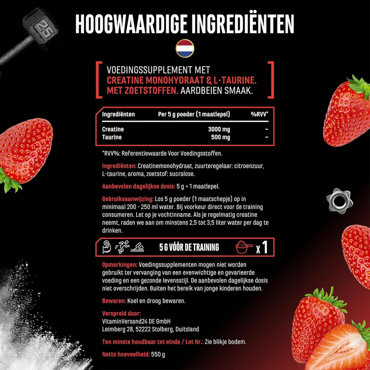 Créatine Aromatisée+ (Créatine Monohydrate & Taurine) | 550 g | German Elite Nutrition