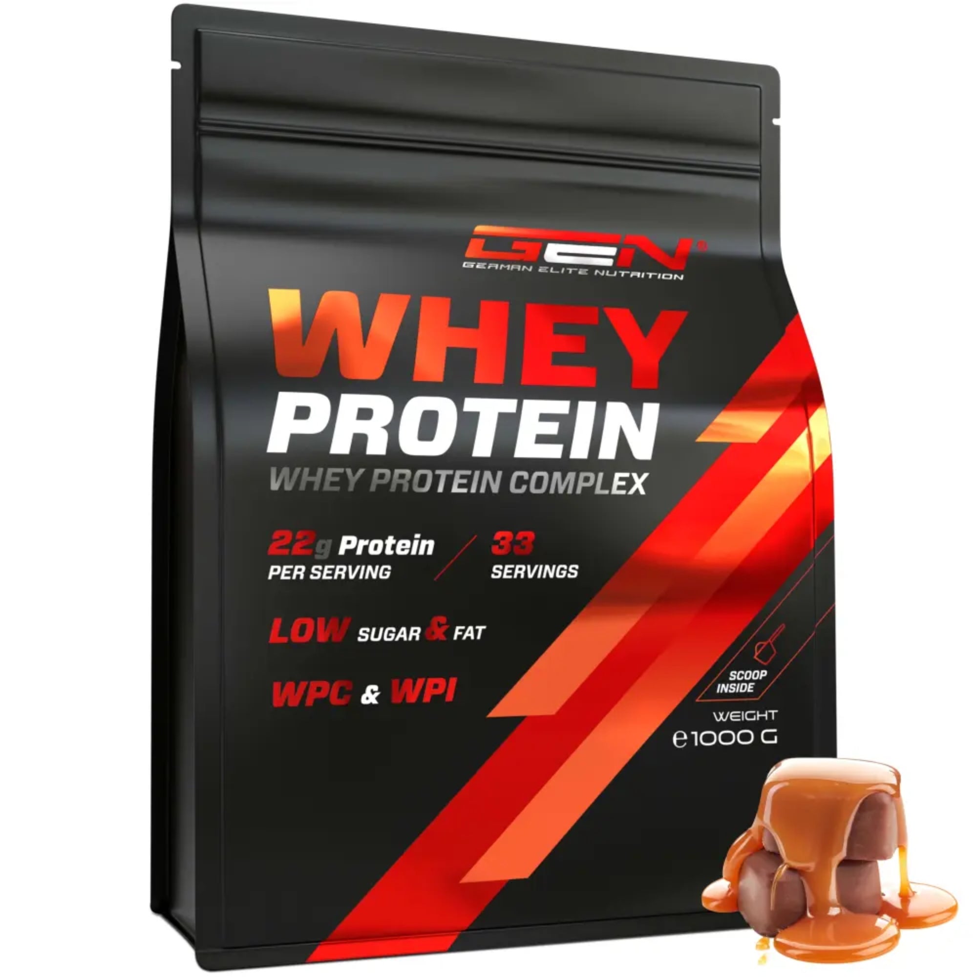 Whey Protein Complex de German Elite Nutrition, saveur chocolat-caramel