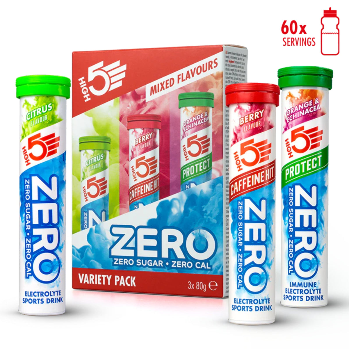 ZERO Comprimés effervescents d'électrolytes Variety Pack | 3 x 20 comprimés | HIGH5