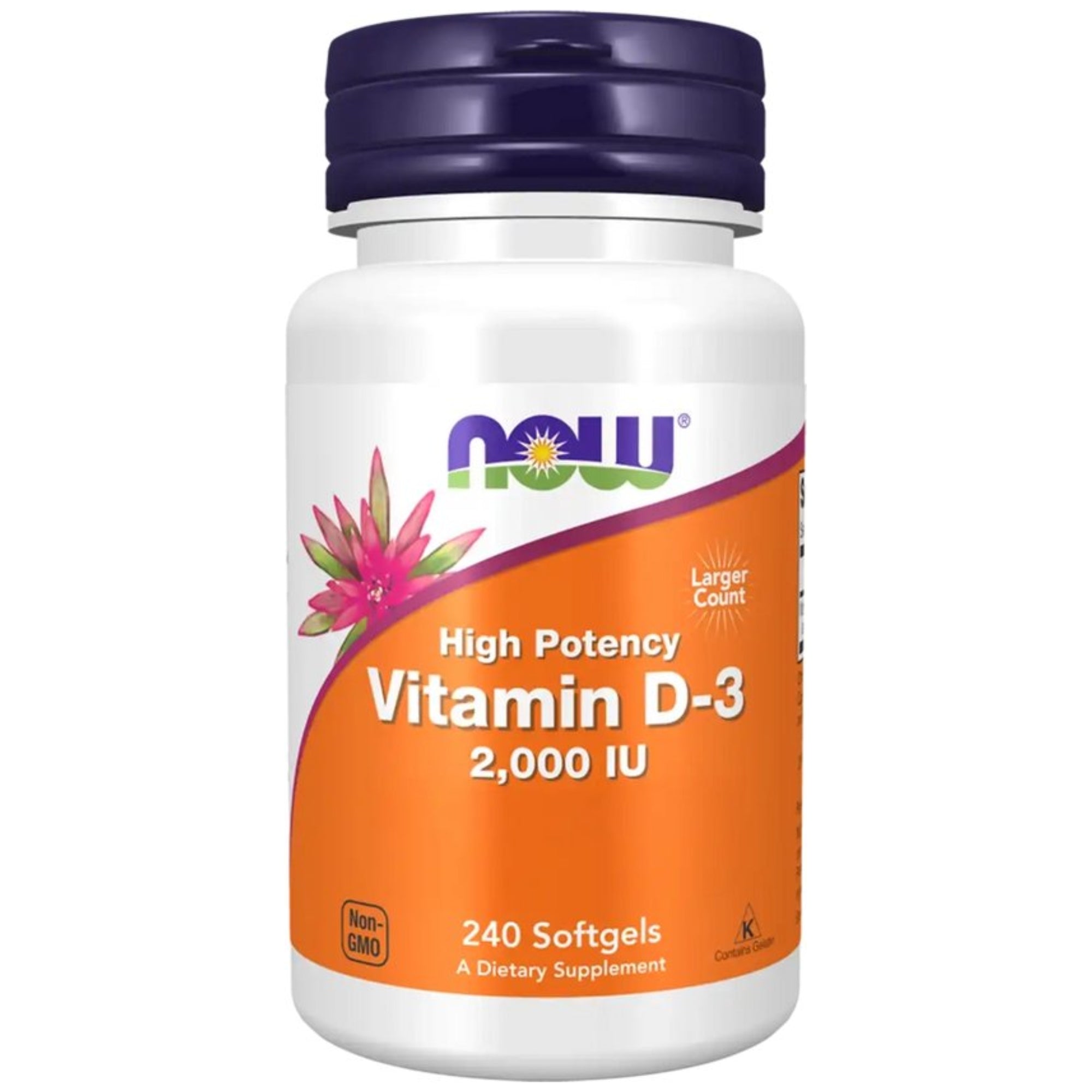Vitamine D3 2000 UI | Cholécalciférol | 240 capsules molles | NOW Foods