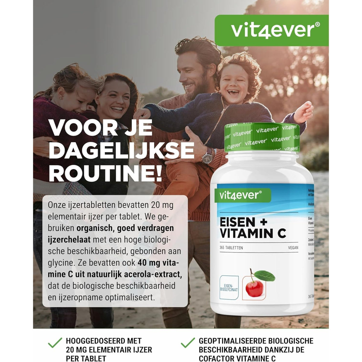 Vit4ever Fer + Vitamine C - complément minéral sans ajouts inutiles