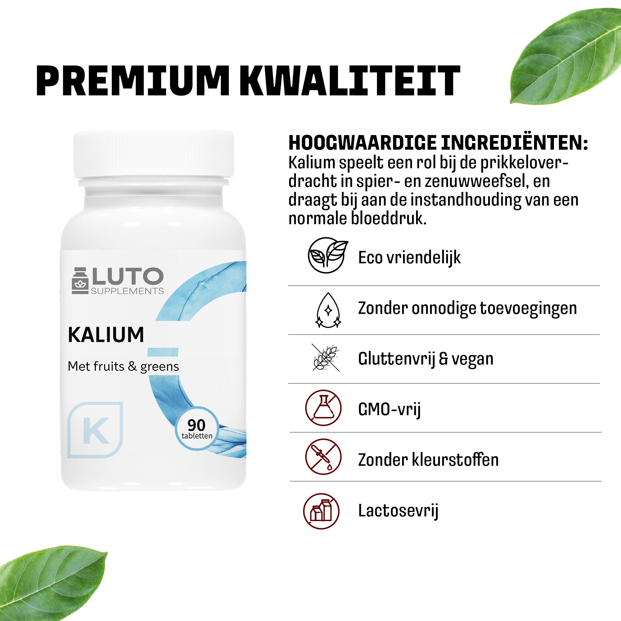 LUTO Potassium comparaison, 90 comprimés avec fruits et greens naturels, végétal