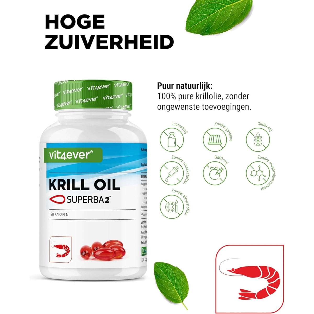 Vit4ever Huile de Krill Superba2 avec Oméga 3 & Astaxanthine - complément alimentaire sans additifs inutiles
