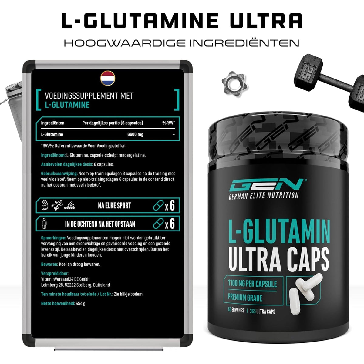 Étiquette L-glutamine ultra gélules GEN