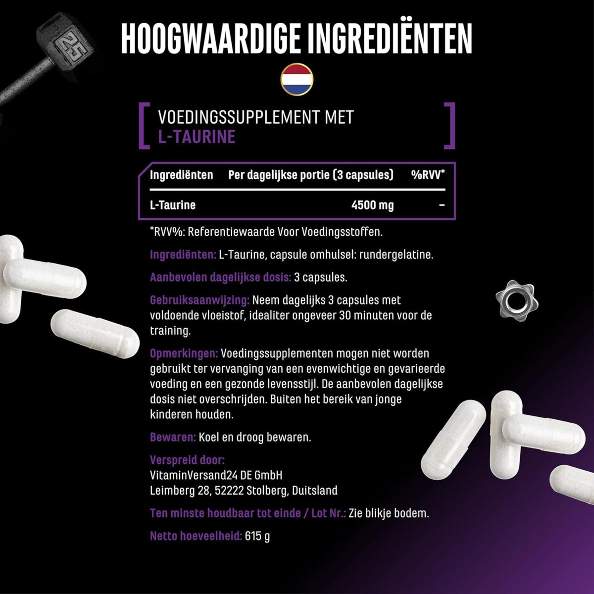 Informations produit L-Taurine Ultra Caps de German Elite Nutrition