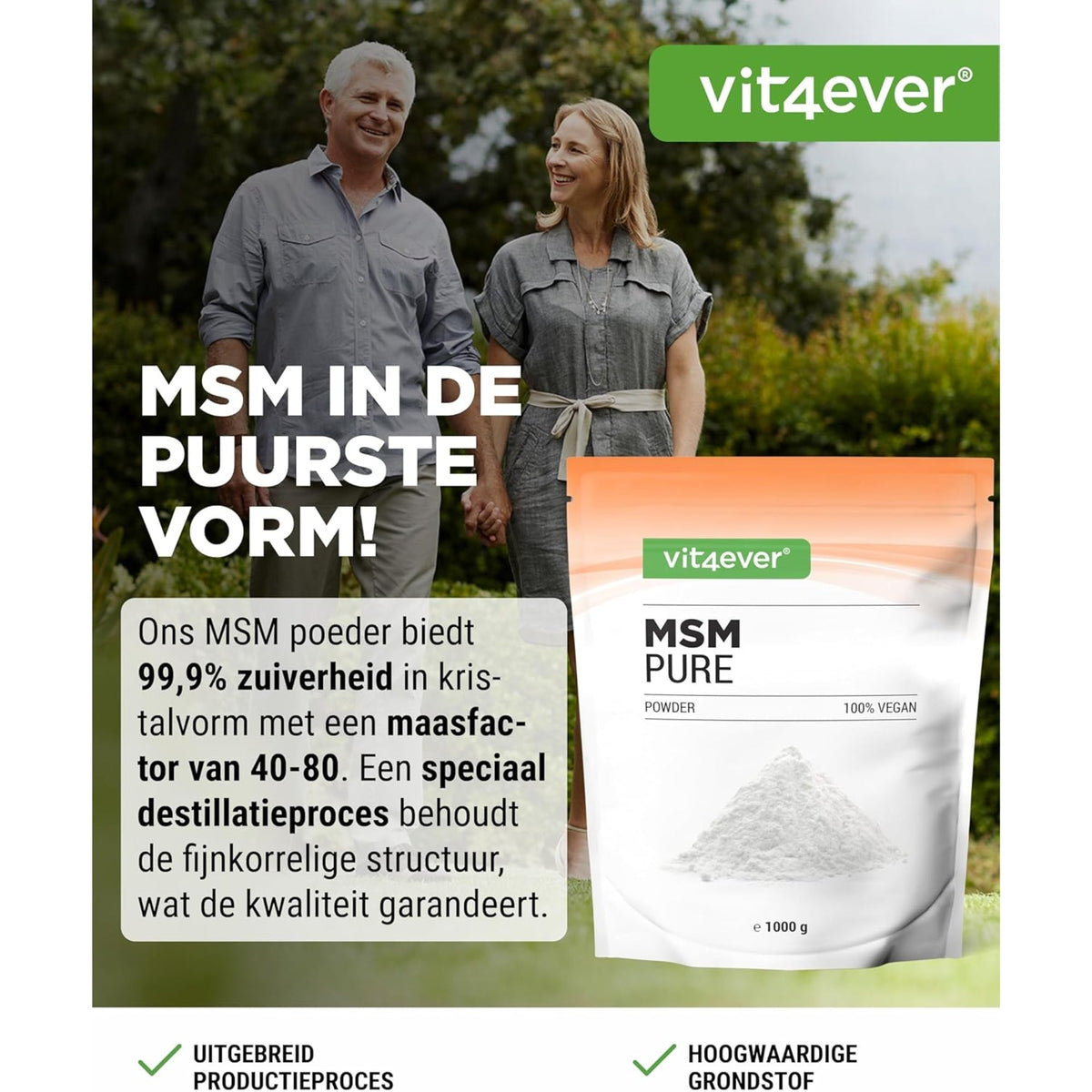 Vit4ever MSM en poudre 99,9% - complément minéral sans ajouts inutiles