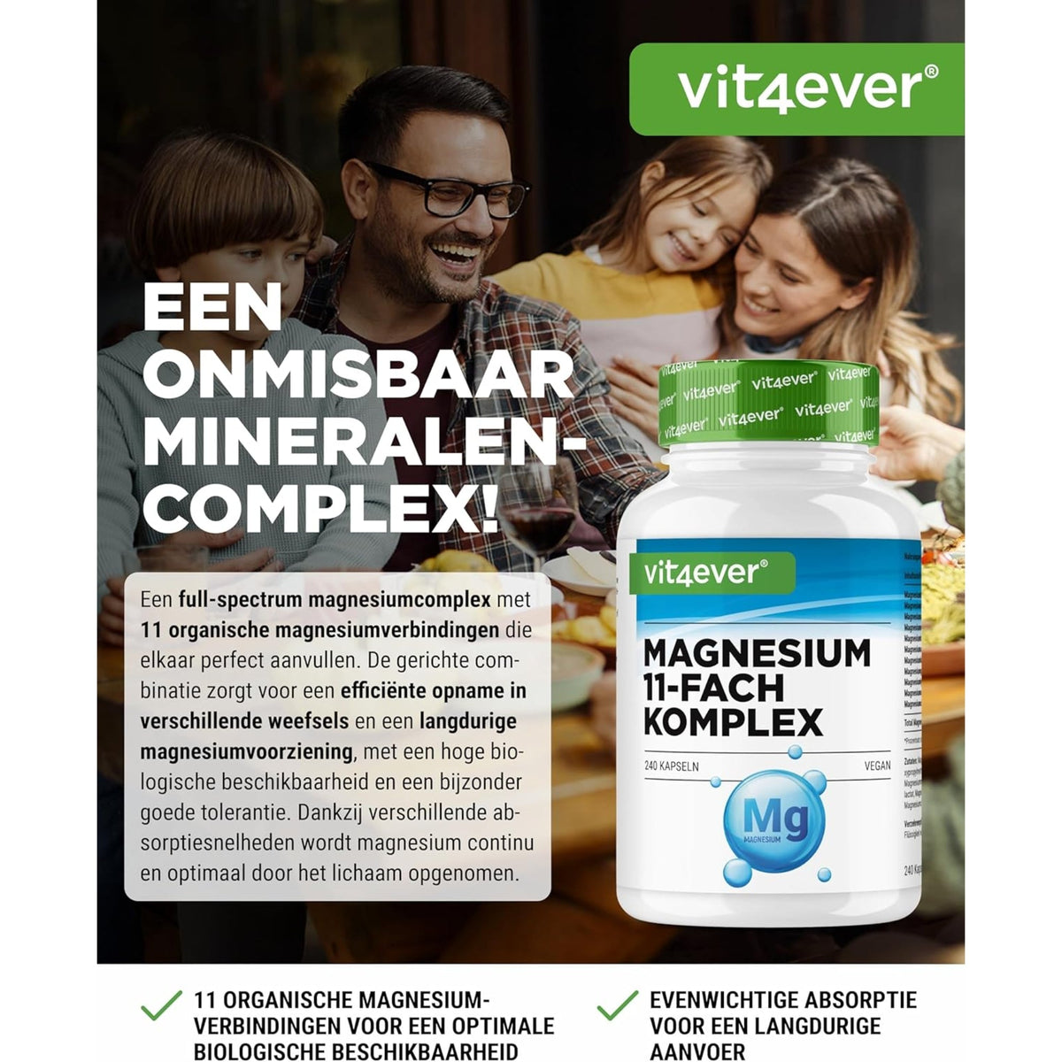 Vit4ever Magnésium Complexe 11 Formes - complément minéral sans ajouts inutiles