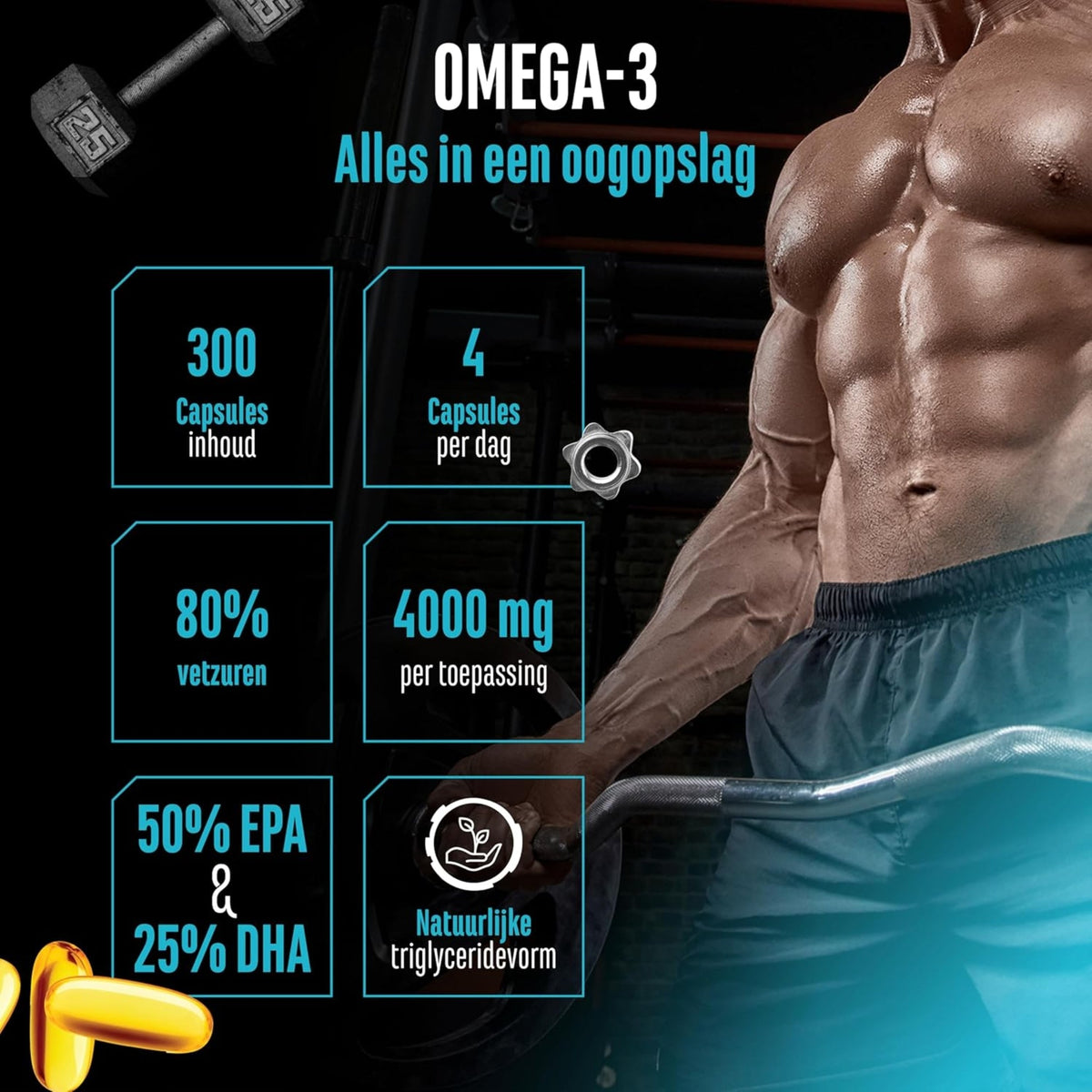 Omega-3 Ultra Caps EPA & DHA 4000mg | 300 softgels | German Elite Nutrition