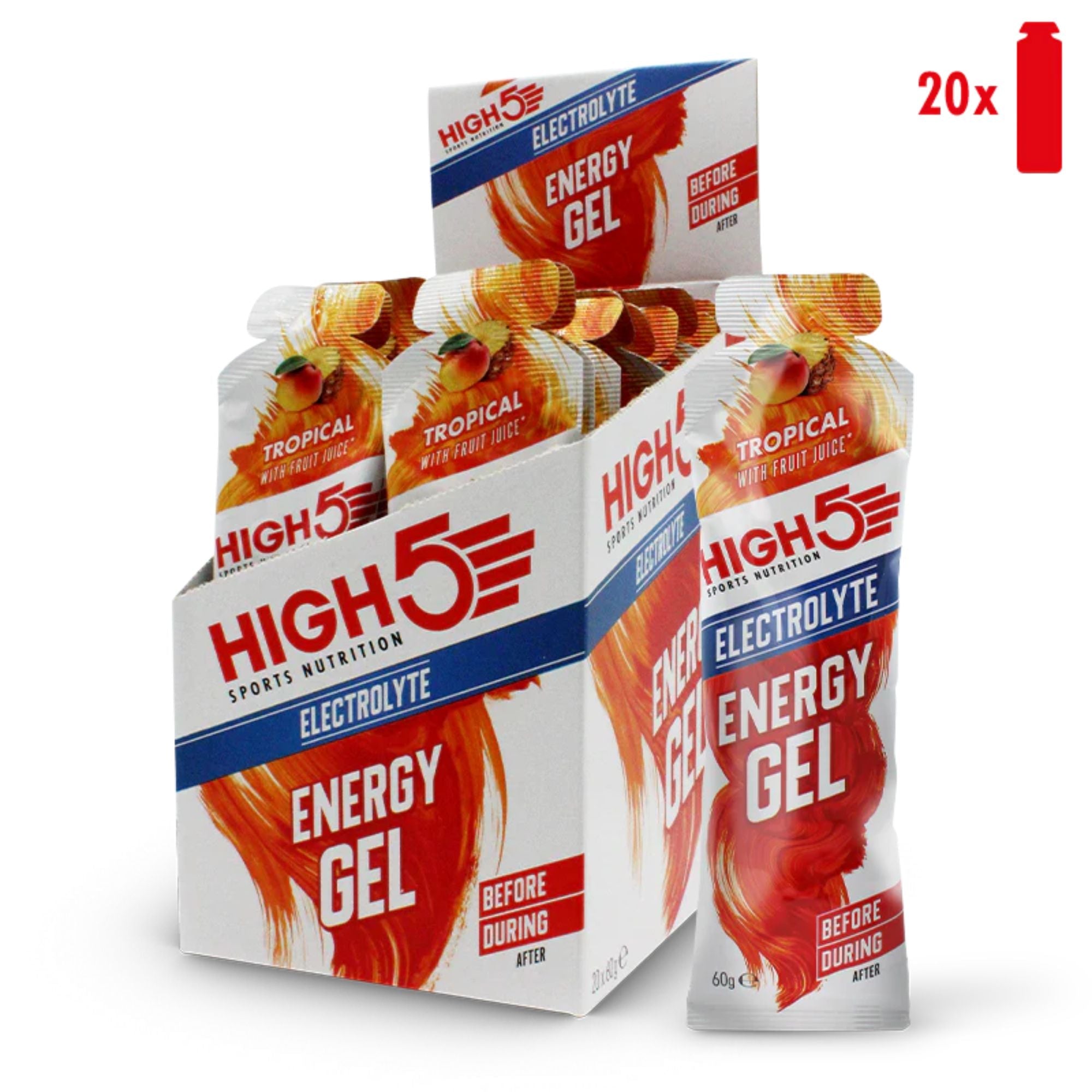 High5 Energy Gel Electrolyte Tropical | 23 g de glucides par gel