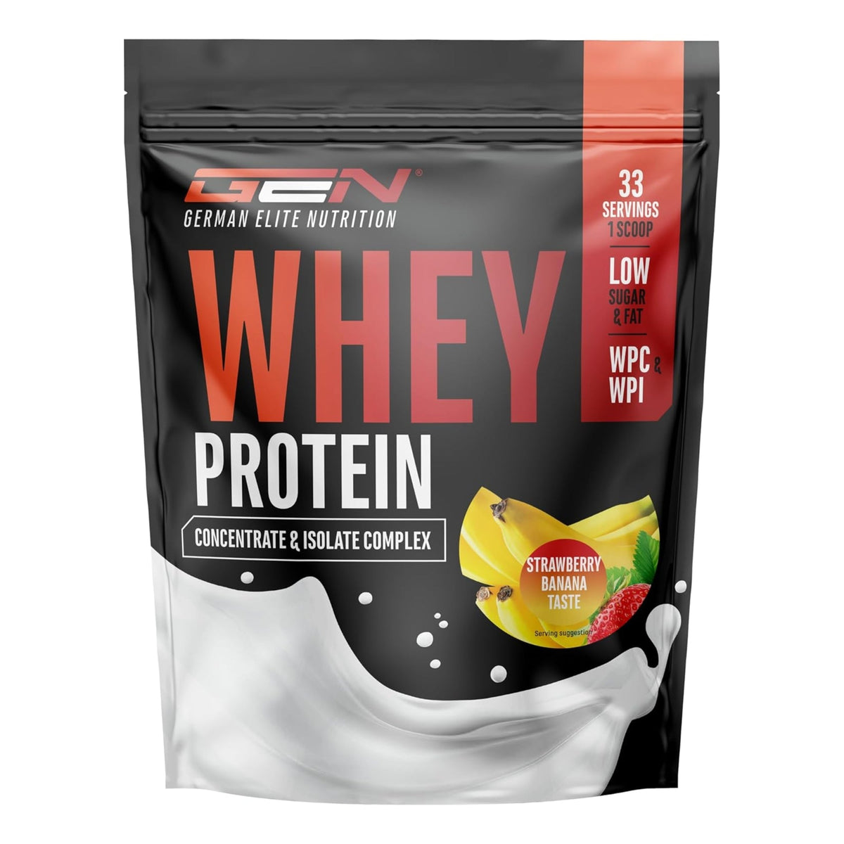 Whey Protein Complex de German Elite Nutrition, saveur fraise-banane