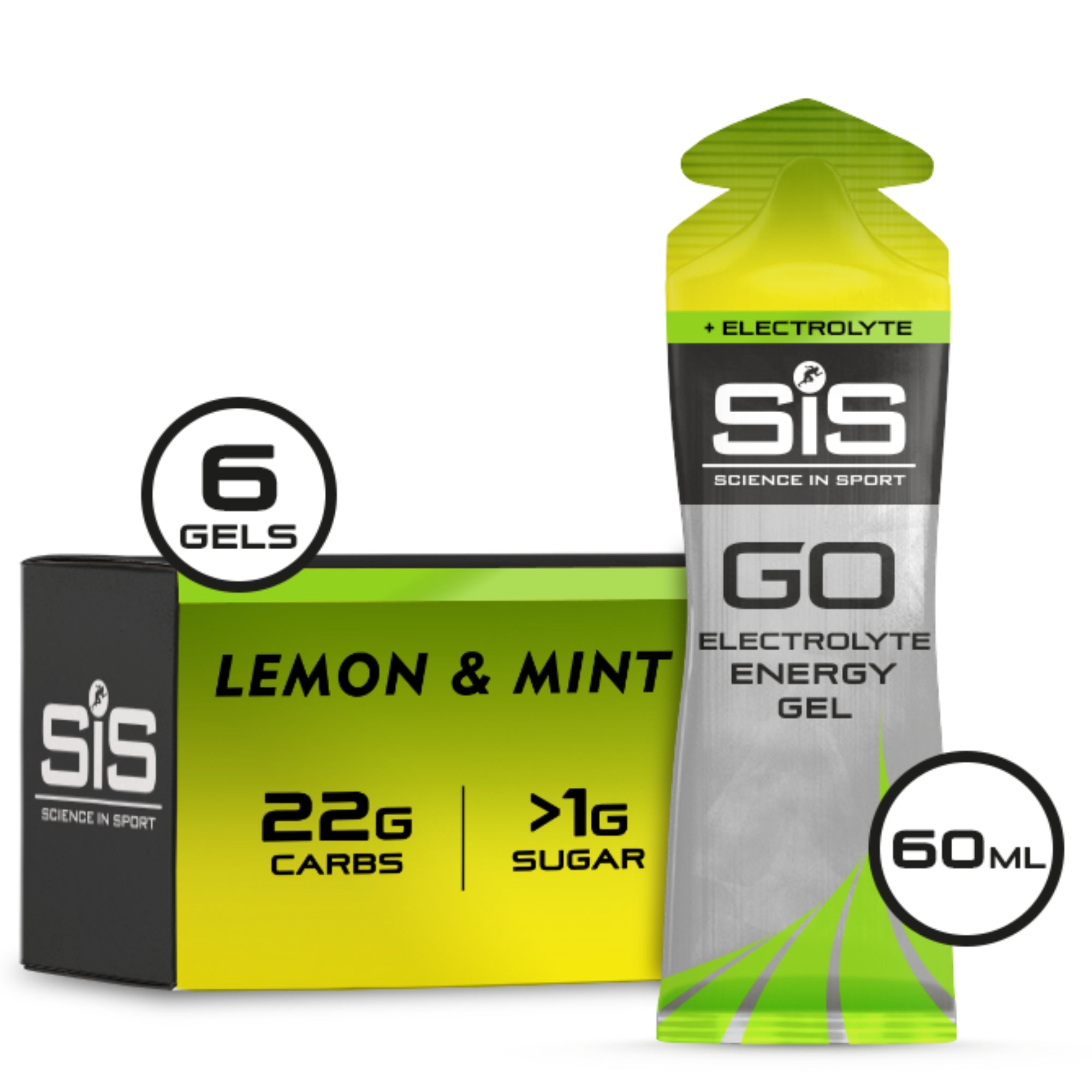 SiS GO Energy + Electrolyte Gel Citron & Menthe emballage 6 pièces
