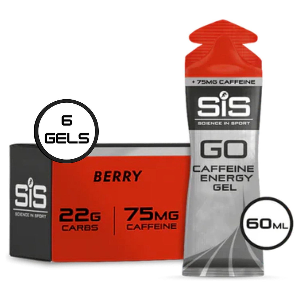 SiS GO Energy + Caffeine Gel Fruits rouges emballage 6 pièces