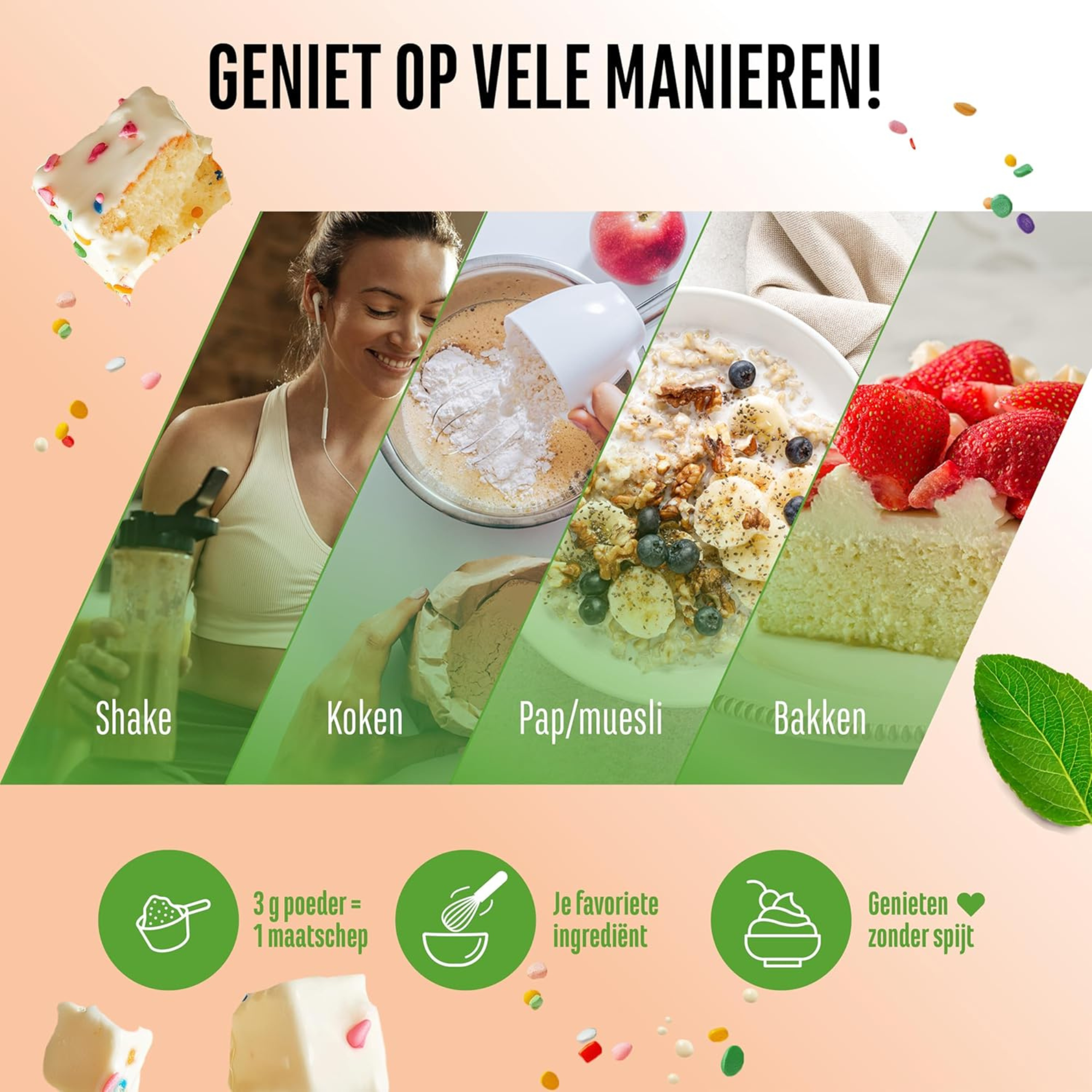 Vit4ever Flavor Craft Poudre aromatisante Gâteau d'anniversaire dans un shake, du fromage blanc, de la bouillie d'avoine et des pâtisseries