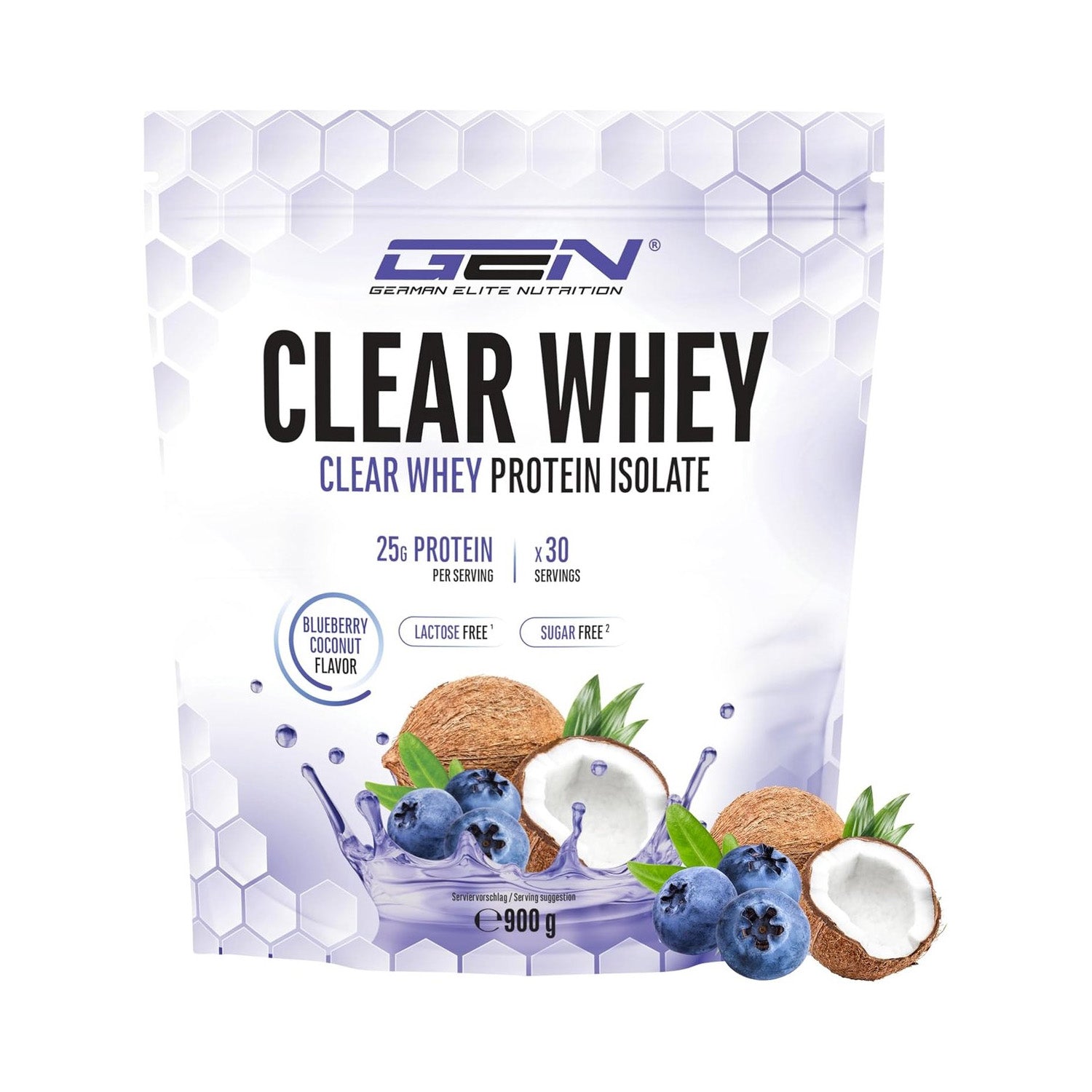 Clear Whey Protein Isolate 900g Myrtille & noix de coco - German Elite Nutrition