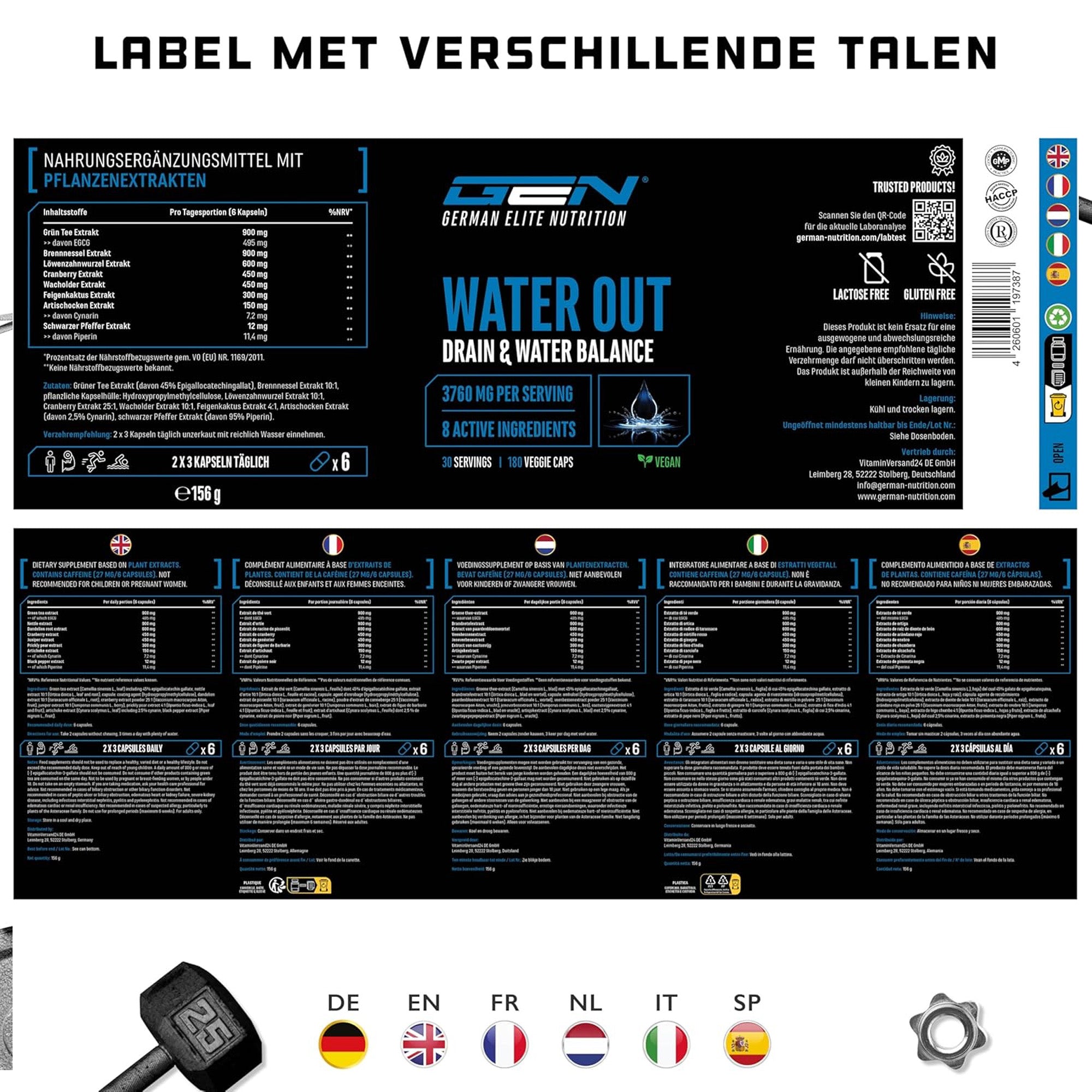 Water Out Complex | 180 gélules | German Elite Nutrition