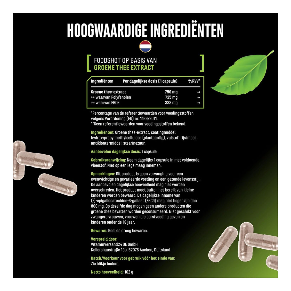 GEN Green Tea Extract tableau des valeurs nutritionnelles