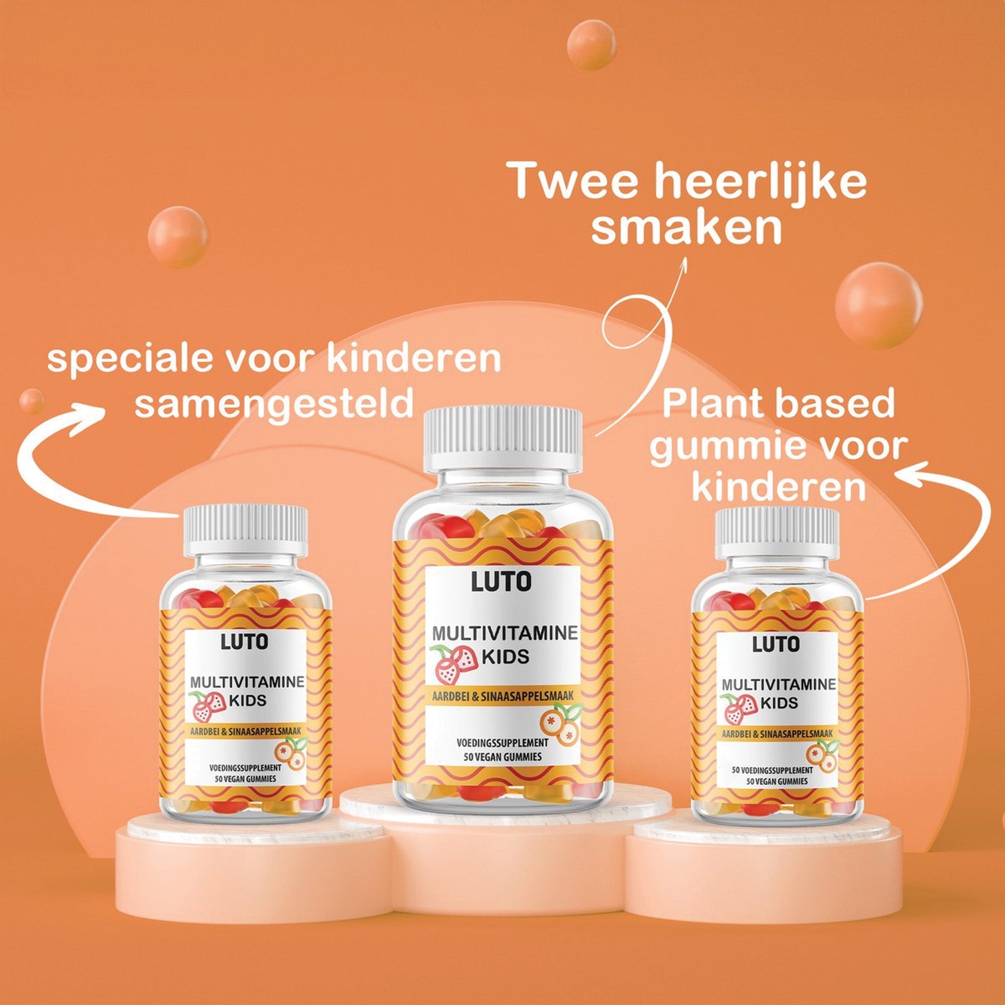 Gommes LUTO Multivitamines Enfants trois pots - gommes végétales spécialement pour enfants