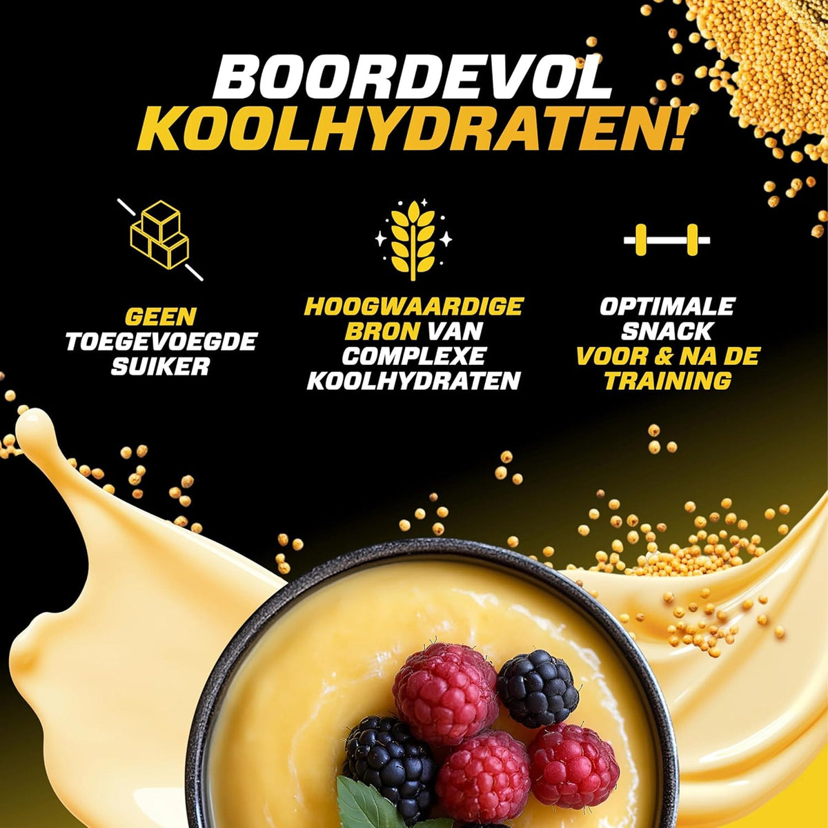 Préparation de Maize Pudding - mélangez avec de l'eau ou du lait pour un en-cas sain.