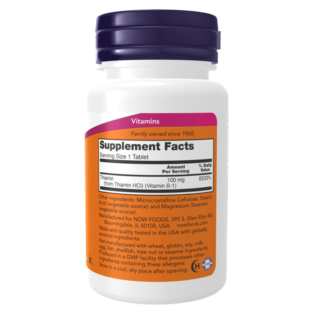 Vitamine B-1 100 mg | 100 comprimés | NOW Foods
