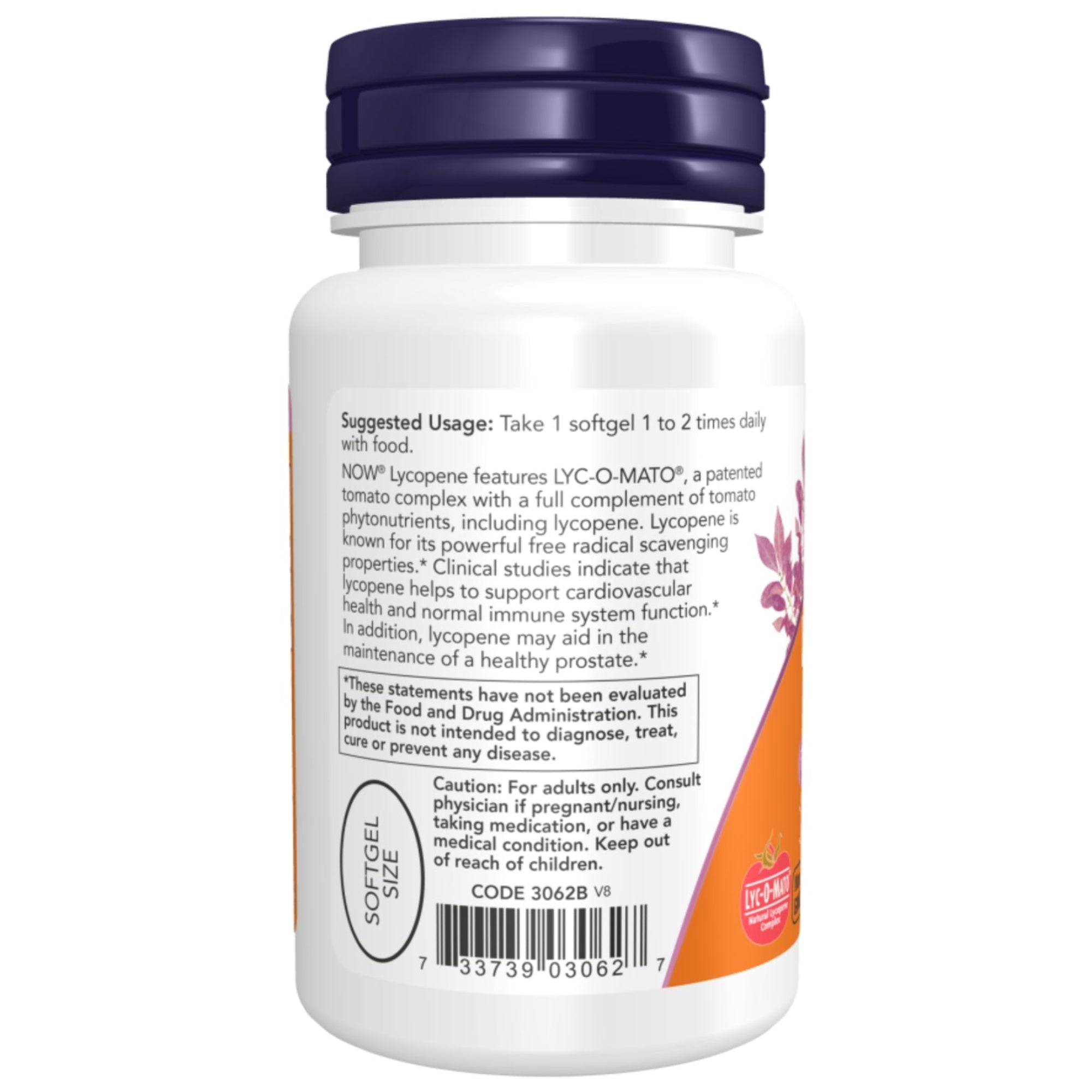 Lycopene 20 mg | Extrait de tomate | 50 capsules molles | NOW Foods