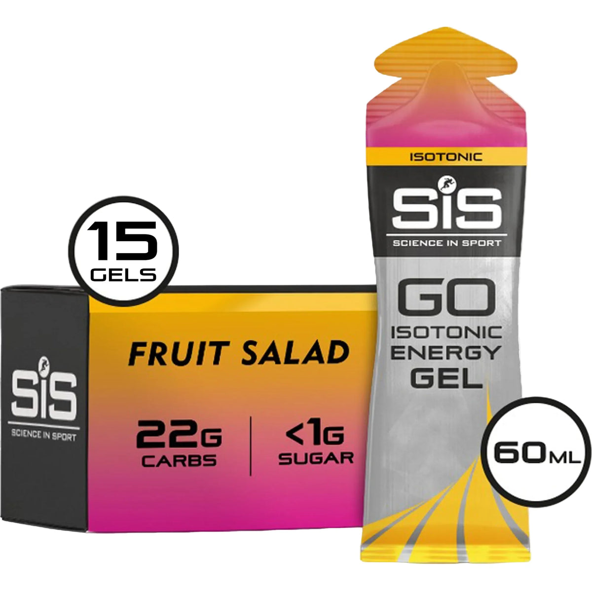 SiS GO Isotonic Energy Gel Fruit Salad emballage 15 pièces