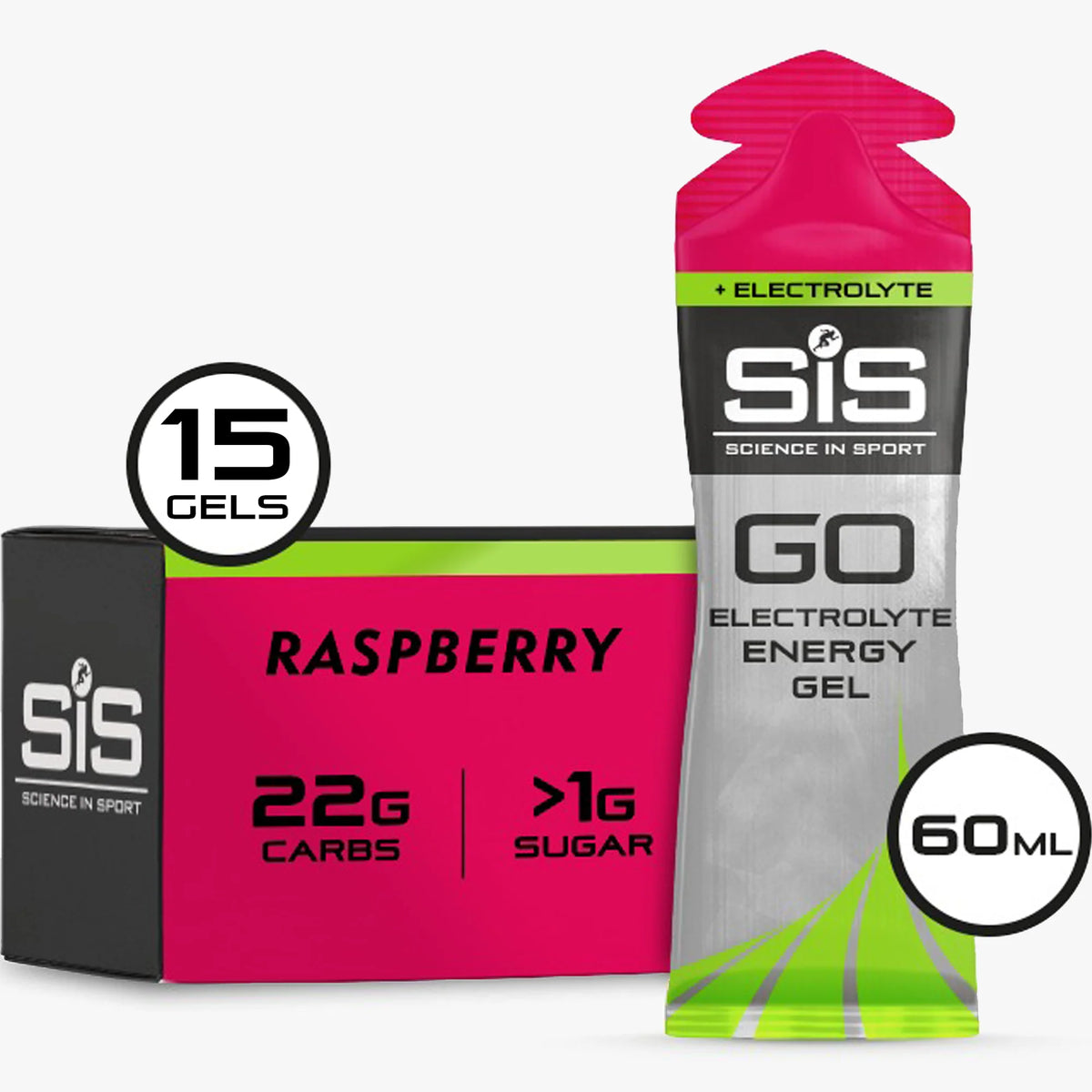 SiS GO Energy + Electrolyte Gel Framboise emballage 15 pièces