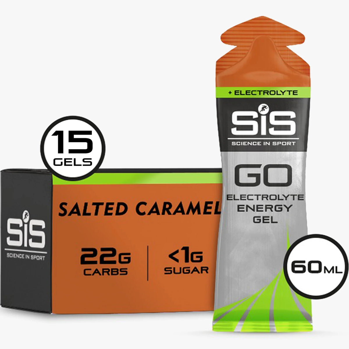 SiS GO Energy + Electrolyte Gel Caramel salé emballage 15 pièces