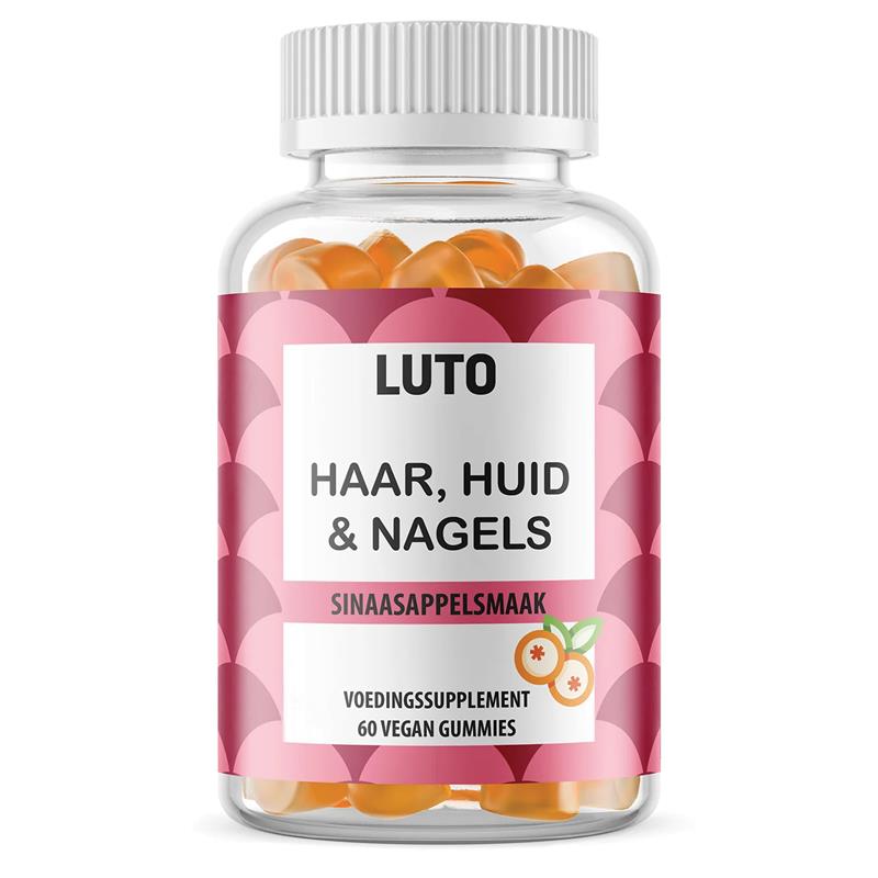 Gommes LUTO Cheveux Peau et Ongles pot saveur orange - 60 gommes vegan avec biotine | à acheter en France et en Belgique