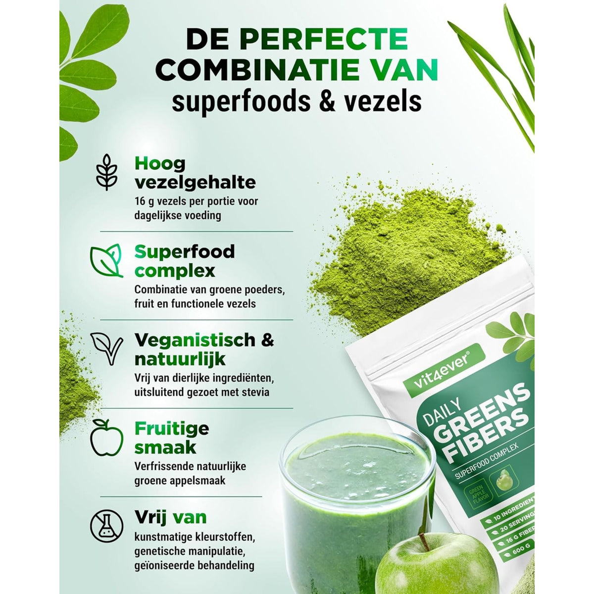 Daily Greens & Fibers Pomme Verte | 600g | Vit4ever