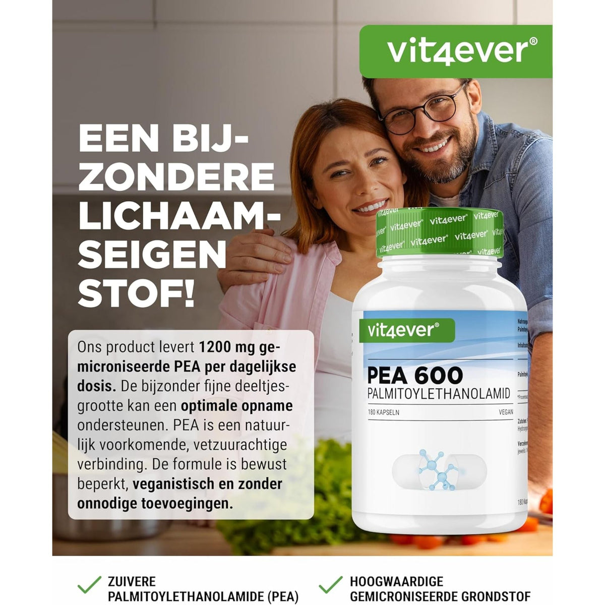 PEA 600 Palmitoyléthanolamide | 180 Gélules | Vit4ever