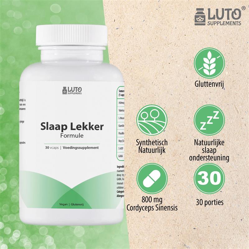Ingrédients purs LUTO Formule Sommeil, ashwagandha KSM-66, extrait de valériane, L-théanine et camomille