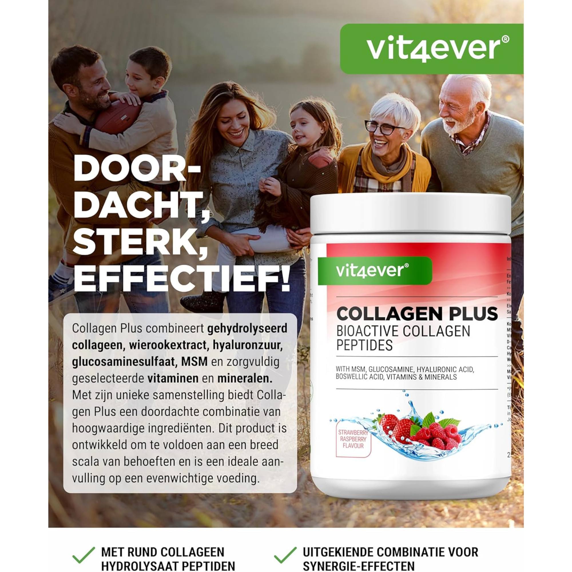 Collagène Plus Fraise-Framboise | 500g | Vit4ever