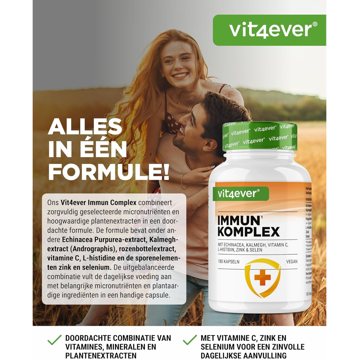 Vit4ever Complexe Immunité - complément à base de plantes sans ajouts inutiles