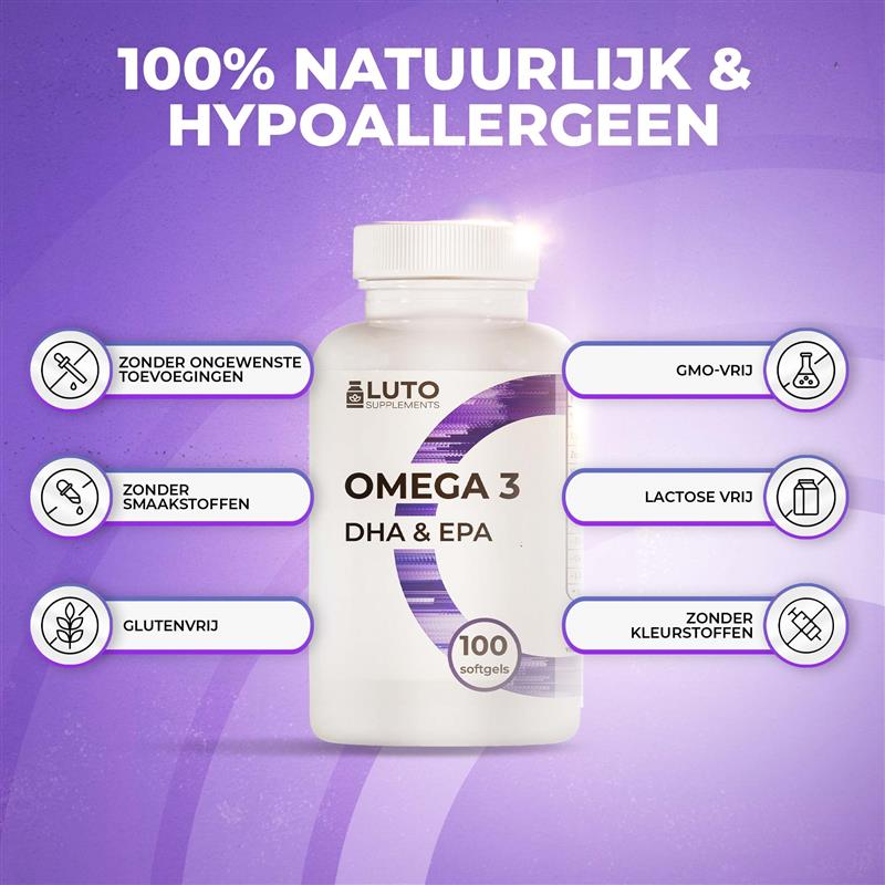 Qualité premium LUTO Omega 3 en capsules molles - acides gras oméga issus de sources naturelles, sans gluten
