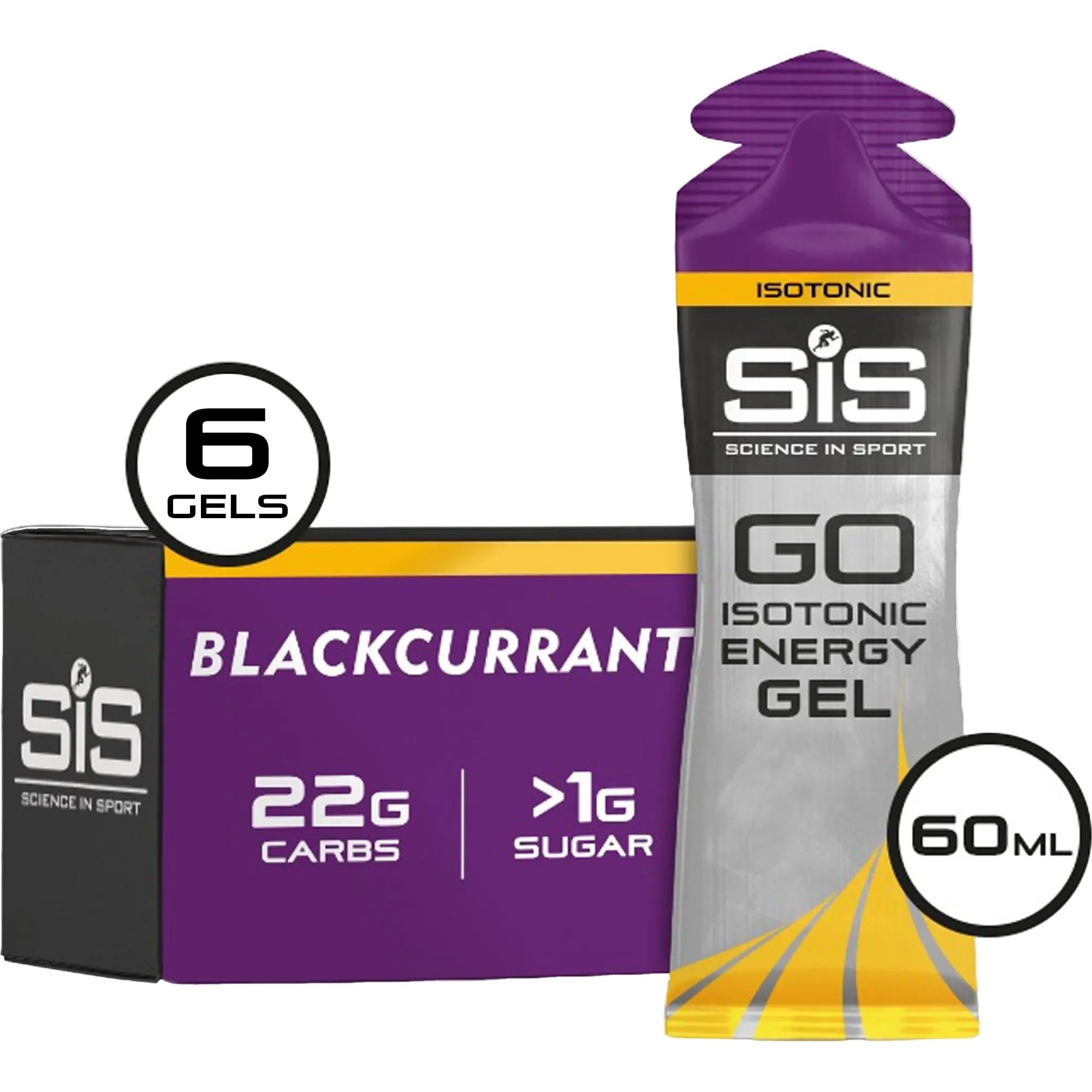 SiS GO Isotonic Energy Gel Blackcurrant emballage 6 pièces