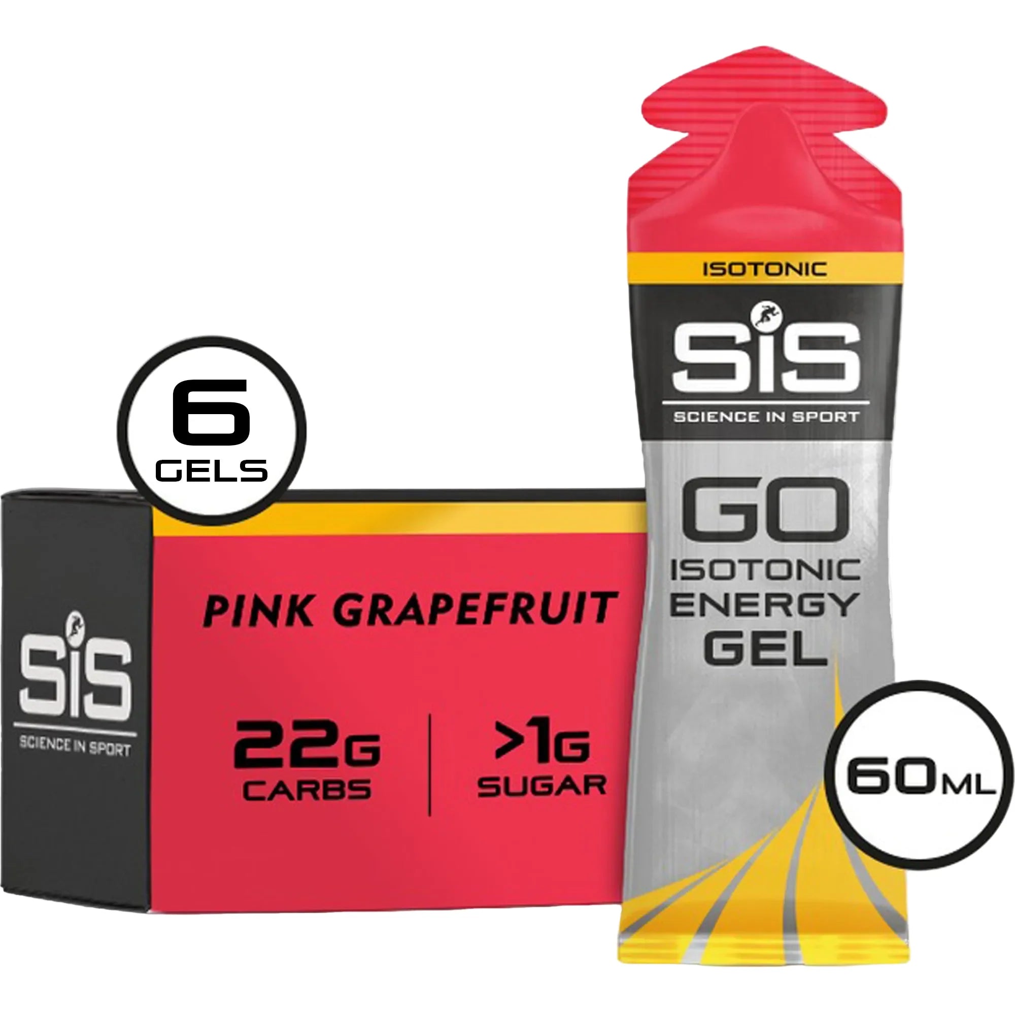 SiS GO Isotonic Energy Gel Pink Grapefruit emballage 6 pièces