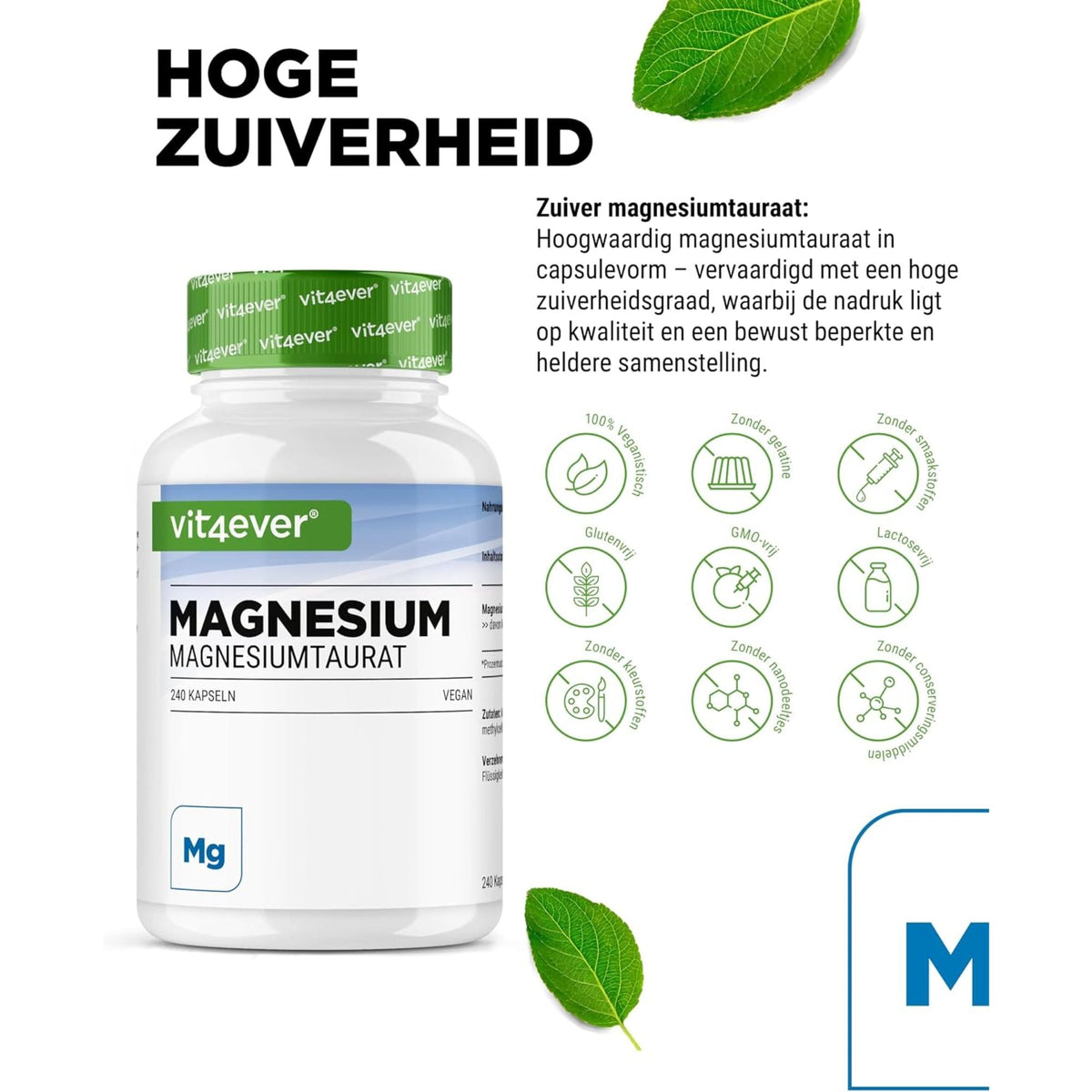 Taurate de Magnésium 200mg | 240 Gélules | Vit4ever
