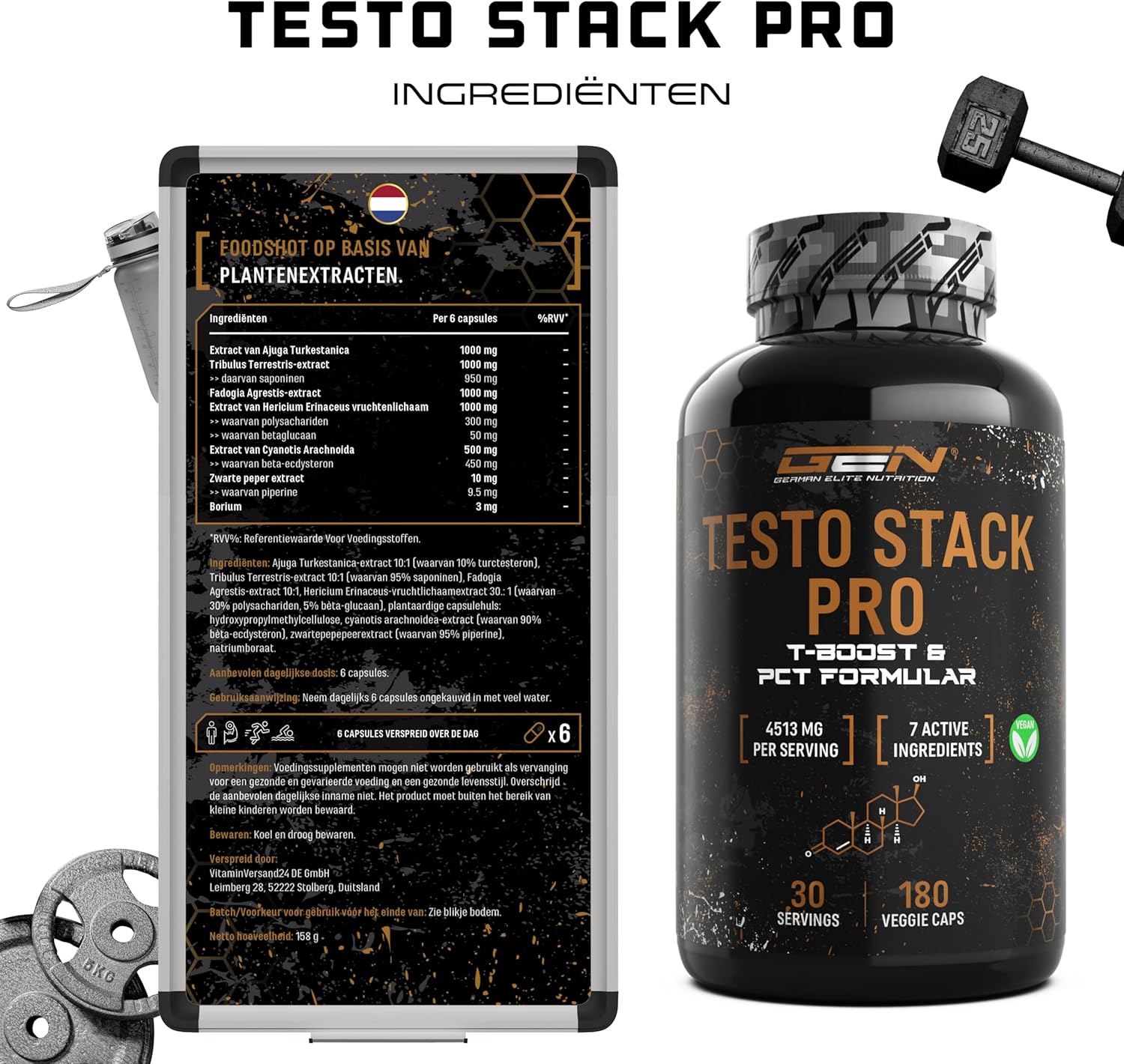 Testo Stack Pro | 180 gélules | German Elite Nutrition