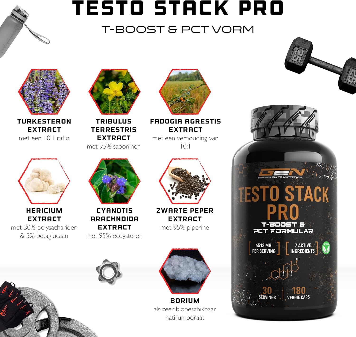 Testo Stack Pro | 180 gélules | German Elite Nutrition