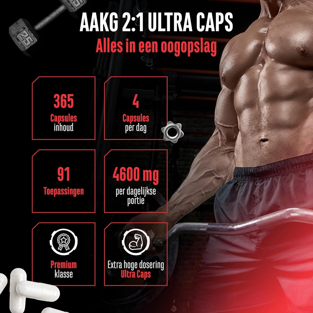 AAKG Ultra Caps 1150mg | 365 gélules | German Elite Nutrition